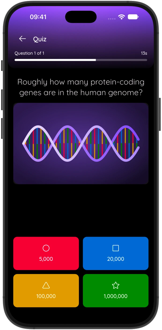 Live quiz question screen